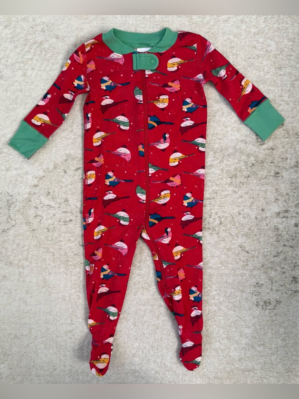 Hanna Andersson Christmas Bird Zip Footie